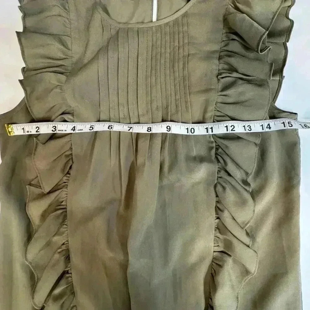 Banana Republic Khaki Green Sleeveless Sheath Ruffled Mini Dress Size XS - Picture 11 of 16